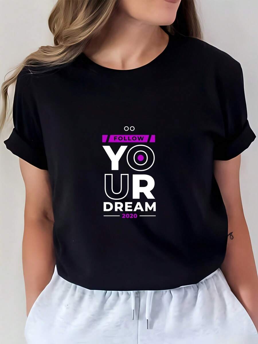 Premium 180g "Chasing Dreams" T-Shirt – The Perfect Gift For Friends, Family, And Corporate Teams! Ideal For Summer Music Festivals, Casual Everyday Wear, And All-Day Comfort. - 黑色 - 查看 1