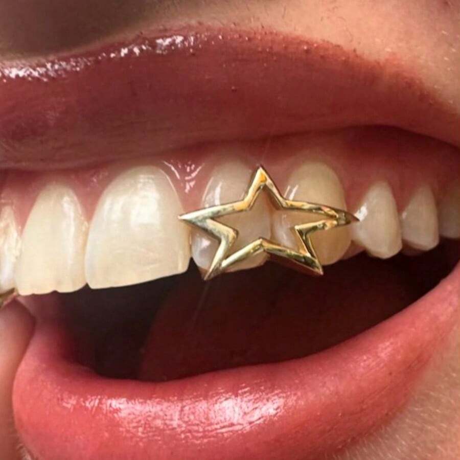 1 pezzo Unico accessorio di moda asimmetrico con decorazione a stella a cinque punte e doppio dente, adatto per feste, servizi fotografici, accessori scenici, regali per le vacanze - Multicolore - Visualizzare 1