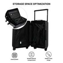 W WINGS مجموعة من 3 حقائب سفر عالية الجودة، مقاسات 20 بوصة و24 بوصة و28 بوصة، مزودة بقفل TSA الجمركي، قفل رقمي ABS+، عجلات دوارة 360 درجة وهيكل صلب، حقيبة حمل مجانية - الأسود - مشاهدة 3