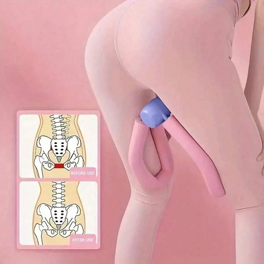 1 pieza Entrenador de músculos del piso pélvico, Moldeado, Yoga, Entrenamiento de piernas y glúteos - Rosa - Ver 1
