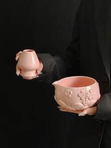 1 Stück/2 Stücke/4 Stücke/5 Stücke Japanischer Stil Geprägte Sakura Keramik Matcha Tee Set, hochwertige rosa Gießschale, Matcha Zubehör Set beinhaltet Schale, Quirl, Löffel, Sieb, geeignet für Matcha-Liebhaber und Anfänger, tolles Geschenk zum Muttertag, für Ältere, Valentinstag - Verschiedenfarbig - Übersicht 12
