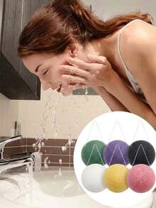 3/6pcs Natural Konjac Cartoon Sponge Baby Face Wash Puff, Kids Bath Scrubber, Gentle On Skin, Natural Exfoliating Facial Sponge, Random Color - Multicolor - View 1