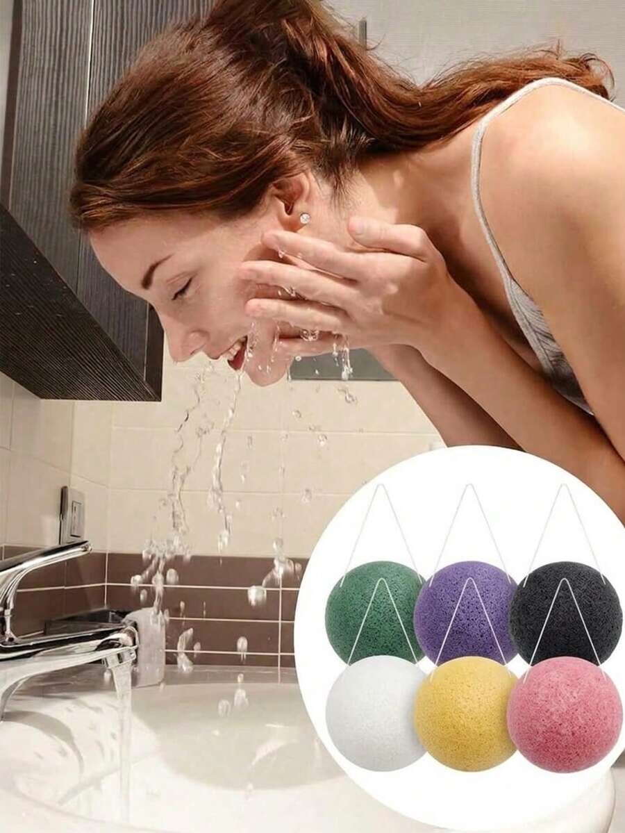 3/6pcs Natural Konjac Cartoon Sponge Baby Face Wash Puff, Kids Bath Scrubber, Gentle On Skin, Natural Exfoliating Facial Sponge, Random Color - Multicolor - View 1