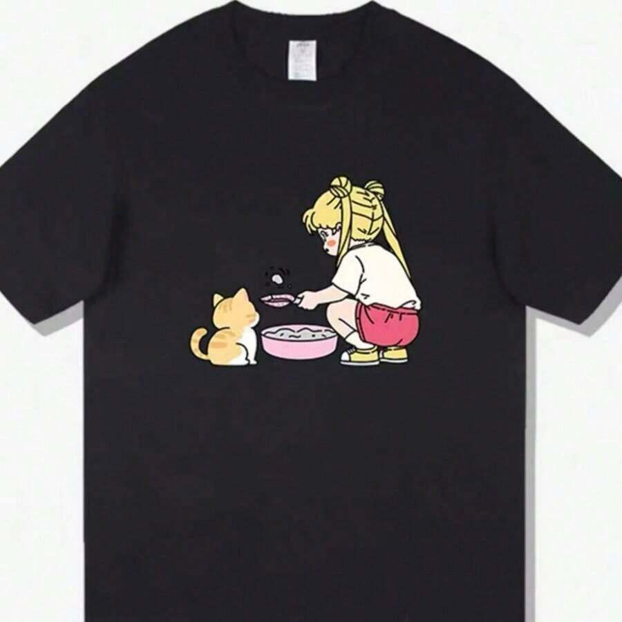 1 pieza de camiseta casual blanca para mujer con cuello redondo y manga corta, con estampado inspirador 'Be', corte regular, tela ligeramente elástica para comodidad diaria, 180g 100% algodón, los diseños están impresos. Unisexo. - Negro 2 - Ver 1