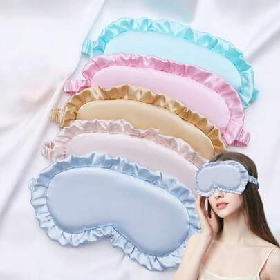 Máscara de seda con volantes para dormir, protección ocular, viaje, suave, sombreado para dormir, parches oculares multicolor para mujer y hombre