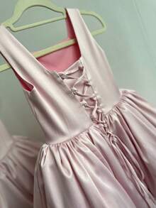 Young Girl Pink Tulle Petal Sleeve Floral Elegant Princess Dress, Suitable For Girls Birthday Party, Banquet, Evening Gala, Wedding Flower Girl, Holiday Celebration, Stage Performance Pageant - Pink - View 5