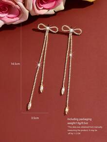 1 Pair Long Bow-Shaped Earrings, Suitable For Anniversary, Valentine's Day, Music Festival, Birthday Gift - Multicolor - View 5