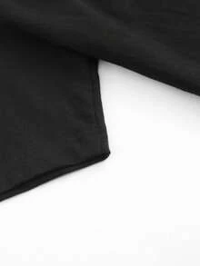 1 Women's Pure Cotton T-Shirt With Anime Letter Print, Simple Design, Comfortable And Breathable, Suitable For Everyday Casual Wear, Showcasing A Natural And Elegant Style, A Must-Have For Summer Parties, Local Shipping. 180g 100% Cotton. - 黑色 - 查看 4