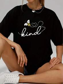 1 camiseta casual de manga corta para mujer, 100% algodón grueso - cuello redondo cómodo, top suave y bonito, 180g de algodón 100%. - Negro - Ver 3