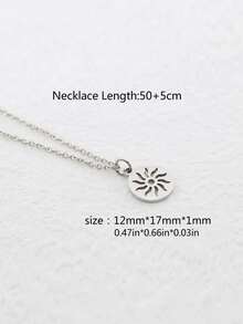 Men's Minimalist Silver Tone Sun Pendant Necklace, Casual Daily Wear - Silver - View 3
