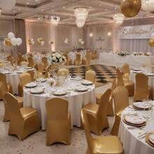 Funda elástica para Silla, decoración para Bodas, Banquetes y Fiestas Color Dorado Brillante - Oro brillante - Ver 5