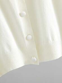 GIGOGOU 1XL-4XL 女款春夏短袖針織上衣，柔軟舒適開襟外套 白色 - 白色 - 查看 10