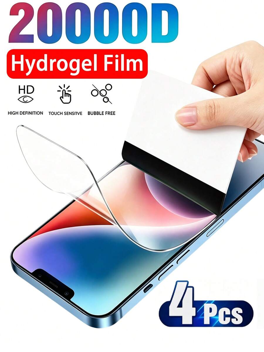 4 miếng [Chất liệu cao cấp mềm mại] Miếng dán màn hình Hydrogel độ phân giải cao này tương thích với iPhone 17e/17promax/17pro/16promax/16pro/15promax/15pro/14promax/14pro/13promax/13pro/17/16/15/14/13/12/11 và các dòng khác. Thiết kế phủ toàn màn hình giúp ngăn bụi xâm nhập hiệu quả.