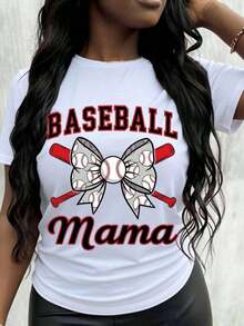 Camiseta de béisbol para mamá con diseño de lazo y bate para mujer, regalo para mamá beisbolista, camiseta de algodón holgada para mujer - Blanco - Ver 7