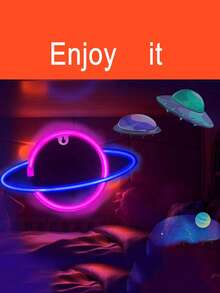 1個 LED 行星造型霓虹燈附掛鉤-USB 與電池供電土星設計小夜燈,柔和 LED 小型便攜燈,適用於臥室、牆面、書桌、派對、遊戲室、婚禮裝飾,適合送給朋友的生日禮物與母親節禮物 - 白殼 - 查看 9