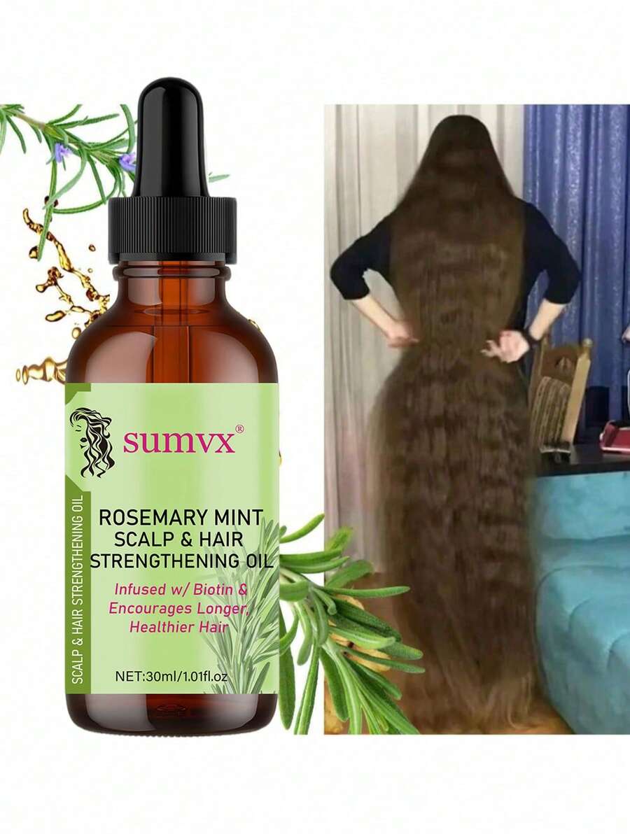 100% Pure Natural Rosemary Hair Oil - Moisturizing And Smoothing, Suitable For All Hair Types, Especially For Dry Hair And Scalp Care - 1.01 Oz/30 Ml, Natural Hair Care | Smoothing Hair Care | Moisturizing Benefits, Hair Care Products. - 30毫升 - 查看 1