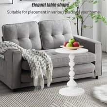 Mesa auxiliar de metal blanco con pedestal mesa de centro para sofá pequeña bandeja de TV para el sofá en la sala de estar y recámara mini mesa de centro es ligera y cómoda de mover 0.47 pulgadas - 1 mesa de hierro blanca mejorada - Ver 8