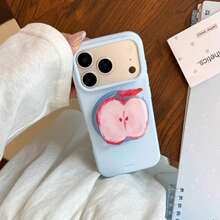 Apple Pattern GUCADI A Film-Style Soft Case Suitable For IPhone 17 Pro Max, Apple 16 Pro, 14 With Fruit Gradient, 15 With Fresh Design, 13 With Matte Finish, Summer Personalized, Creative, Geometric, Minimalist Style, Fresh And Simple, Color-Blocking Style, Niche, Ins-Style - Pink - View 2