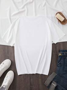 Short-Sleeved T-Shirt With 26th Birthday Print, Casual Round Neck, Women's Clothing, Elegant Party Outfit, T-Shirt For Elegant Ladies, Blouses Suitable For Curvy Women, Casual Wear, Cool And Sweat-Free Summer Clothing, Fun Letter Print - 白色 - 查看 2