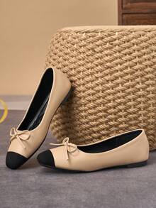 MonaNise Women's Fashion Khaki, Black & White Square Toe, Red Slip-On, Yellow Flat, Mint Green Casual/Travel, Pink Autumn, Burgundy Party/Formal, Versatile Casual/Office Black Shoes - Apricot - View 6