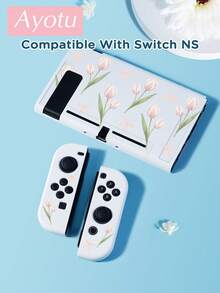 Ayotu 1個粉色鬱金香圖案超薄TPU透明保護殼，相容於Switch OLED/Switch/Switch Lite/New Switch2(2025)，支援底座設計，無需拆卸，防震防塵，多色可選 - 彩色 - 查看 17