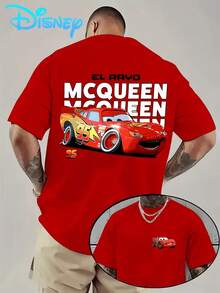 (Disney Licensed)Disney PixarCars Lightning McQueen "El Rayo McQueen" Graphic Tee Men's Oversized Crew Neck Short Sleeve T-Shirt, Casual Streetwear With Race Car Print, Retro Racing Aesthetic Loose Fit Casual Top, Mens Clothes, Men, Ropa De Hombre, Summer Clothes, Men Shirts, Graphic Tees, Disney Outfits Men, Graphic Tees, Camisetas Para Hombre, Camisas Para Hombre, Summer Outfits For Men, Father's Day Gift, Perfect Gift For Family And Friends, Which Are Necessary For Birthday Parties, Disney Shirts, Mens Clothes, Summer Clothes, Officially Licensed Disney T-Shirts, Disney Men's And Women's Spring/Summer Fashion Casual Short-Sleeve T-Shirts - Đỏ - Xem 1