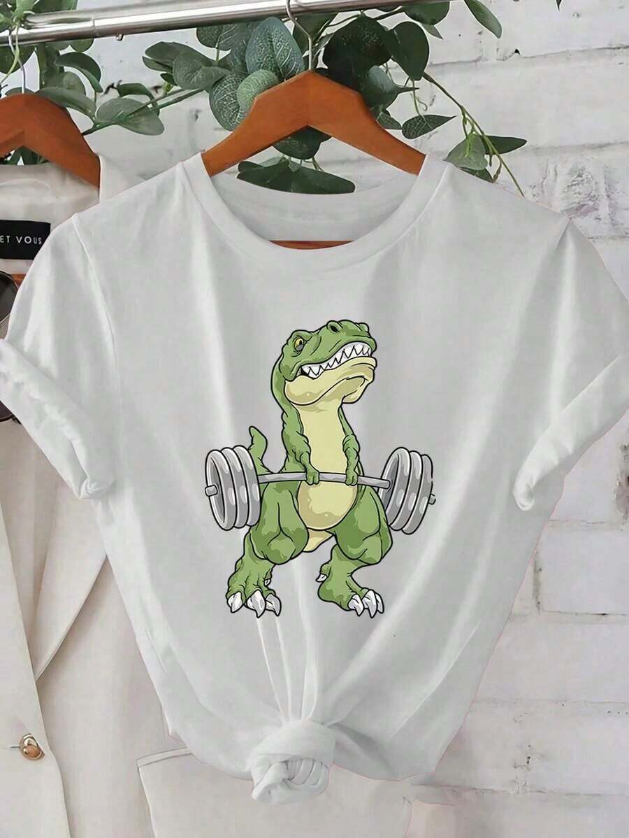 Printed Camisole, Women's Casual Wear, For Vacation, Short Sleeve, Round Neck, Spring/Summer, Machine Washable, New Women's Clothing, Versatile For Going Out, Sporty. 6YUY Suitable As A Gift. Women's T-Shirt. Blouses>Elegant. Boho Chic, Soft, Breathable And Comfortable Women's Top, Ideal For Spring, Summer And Autumn, Perfect For Vacation, Travel And Daily Wear. - 白色的 - 查看 1