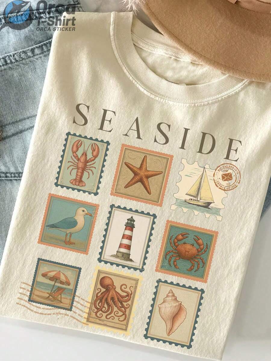 Camiseta de Verano Premium Estampada para Mujer, Entrega Local, Camiseta Casual con Estampado para Mujer - Corte Holgado, Cuello Redondo, Lavable a Máquina, Adecuada para Deportes y Uso Diario, Estampado Divertido, Versátil para Todas las Temporadas. - Albaricoque - Ver 1