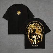 Escanor T-Shirt From The Seven Deadly Sins - A269 "Who Decided That?" Pride Sin Graphic Retro Heavy Unisex Anime Streetwear Gift For Fans - 藍白色 - 查看 1