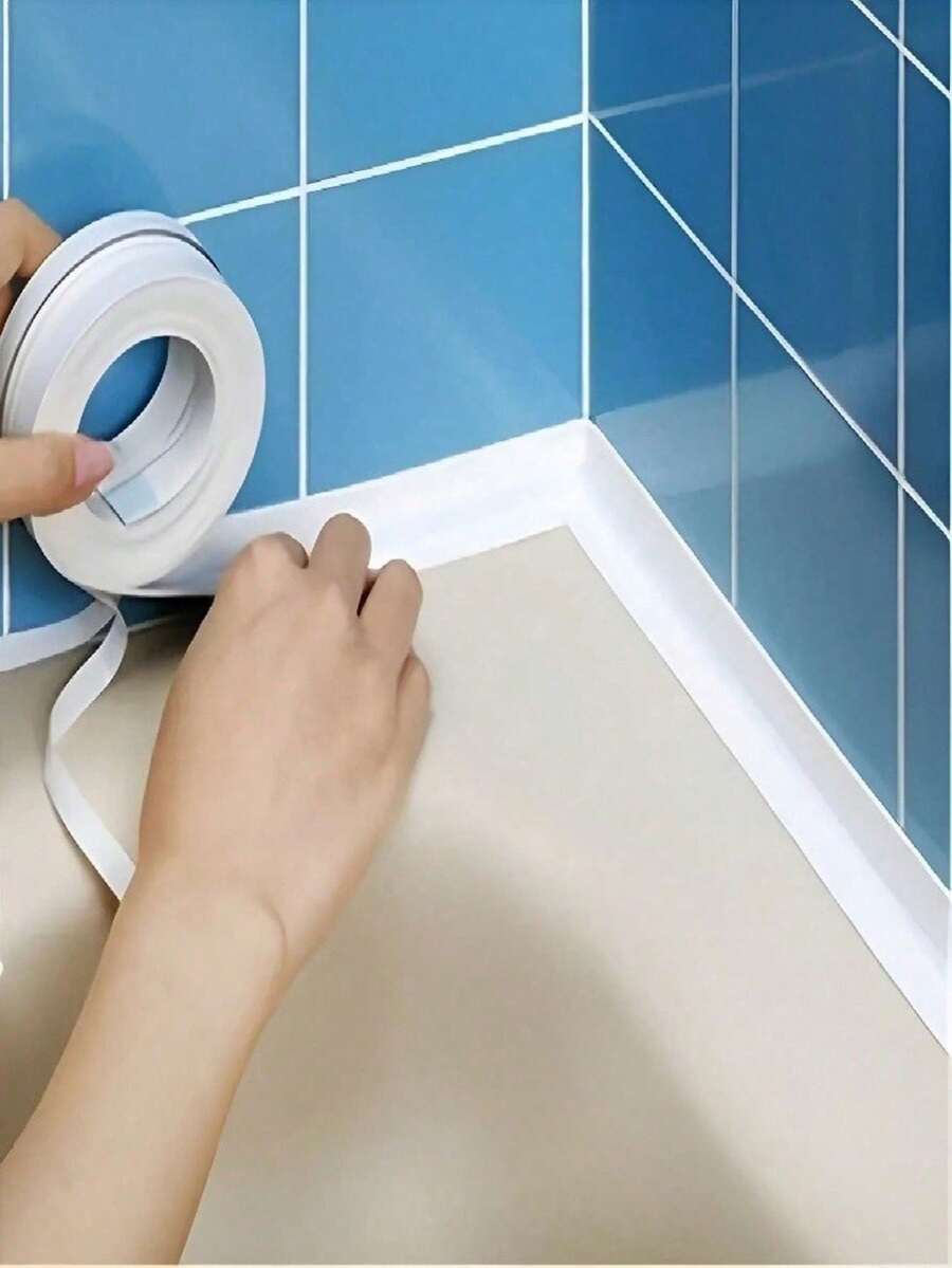 1 Roll Self-Adhesive Waterproof Mold-Proof Caulk Tape, High Viscosity Oil-Resistant PVC Sealing Strip, Moisture-Proof Seam Sticker For Kitchen Bathroom Toilet Bathtub Sink Tile Corner Edge Line - Multicolor - View 1