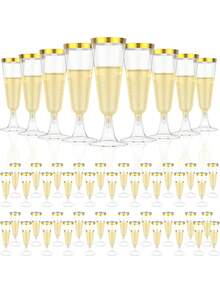 Bộ 10/20/25/30/50/100 chiếc ly champagne tái sử dụng chất lượng cao, phù hợp cho mọi loại tiệc như tiệc tùng, đám cưới, sinh nhật, ngày lễ Tình nhân, ngày của Mẹ, v.v. (Ly champagne, ly tiệc, ly sinh nhật) - Xem 1