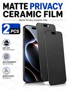ZYONS 2pcs Matte Anti-Spy Screen Protector Film, Compatible With IPhone 17 Pro Max/17/17 Pro/16/16 Plus/16 Pro/16 Pro Max/15/15 Pro/15 Plus/15 Pro Max/14/13/12/11, Privacy Protection, Anti-Glare, Anti-Fingerprint, Anti-Spy, Full Coverage, Birthday Gift, Privacy Screen Protector For Family And Friends, Tech Enthusiasts, Ceramic Soft Film, Non-Glass - 2pcs - View 44