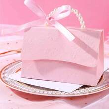 2/5 pezzi Scatole regalo floreali 3D in rilievo, colori: verde, nero, bianco, con nastro e manici in finta perla, dimensioni varie, adatte per varie occasioni, utilizzando la tecnica di stampa in rilievo, scatole regalo con motivo floreale, mini buste, piccole borse regalo, bomboniere per matrimoni e decorazioni per feste - Stili multipli - Visualizzare 4