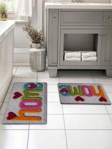1 Piece Adorned With Cute Heart And Home Patterns, Soft Imitation Cashmere Material, Comfortable Touch, Easy To Clean, Suitable For Bathroom, Bedroom And Decorative Purposes, Entrance Area Carpet, Can Be Used All Year Round - A - View 9