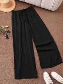 Plus Size Women's Spring/Summer Business Casual Pants, Suitable For Occasions Such As Valentine's Day, Fashionable Work Trips, With Pockets. Beach Vacations, Suitable For College Students, Valentine's Day, Cruise Trips, Etc. Loose/Wide Leg Summer Pants, Plus Size Women's Casual Pants. - 煙灰色 - 查看 9