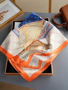 1pc 70*70cm/27.56inch Fashion Scarf, Luxury Floral Print Square Scarf, Women's Neckerchief, Casual Polyester Scarf, Versatile Accessory - Multicolor - View 6