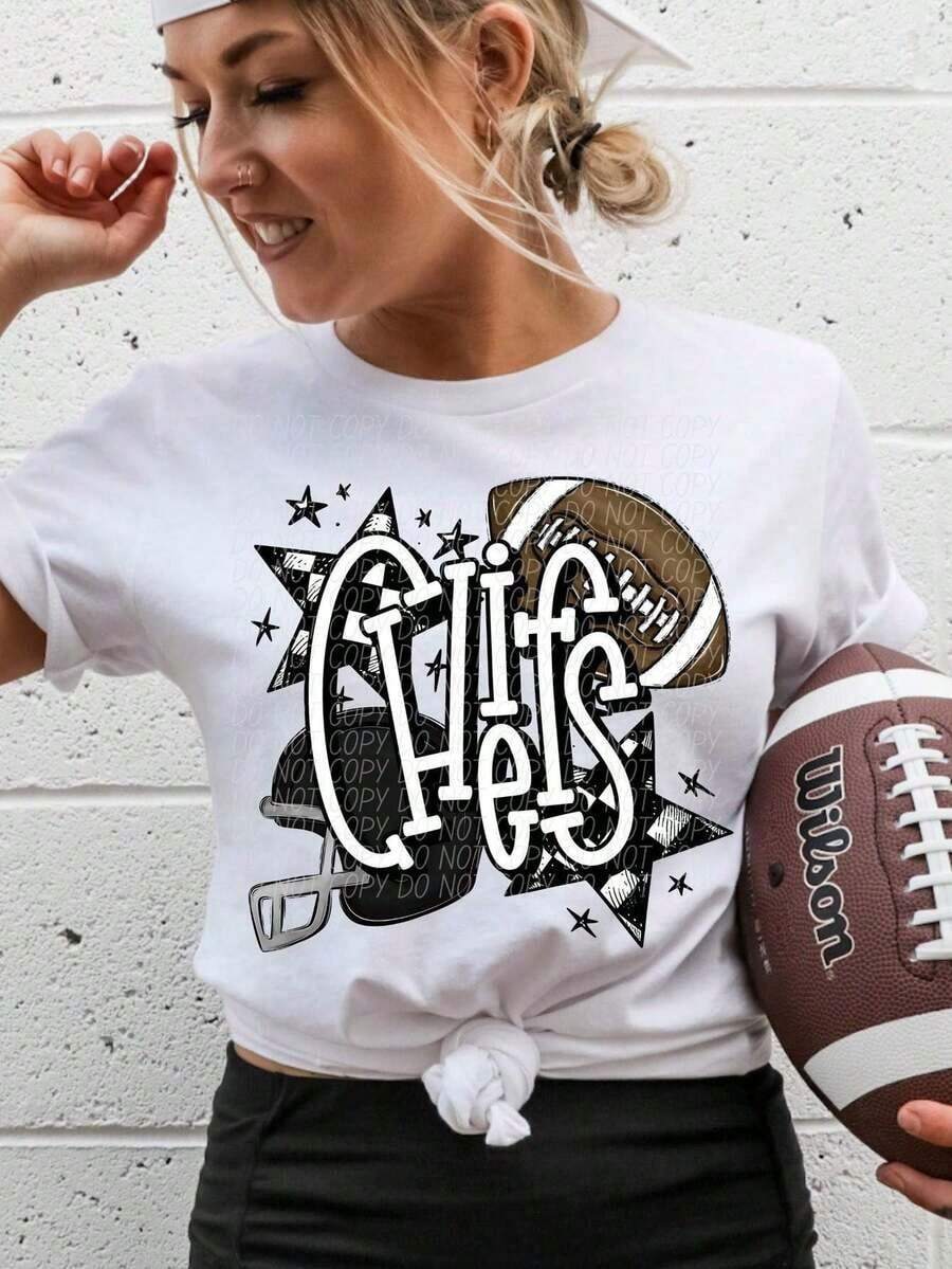 Camiseta Casual C1hiefs Fútbol, Fútbol, SporT1S, Camiseta de Fútbol, S, Dxf Eps 220g, Estampado Estilo Urbano, Estilo Simple, Camiseta de Manga Corta, Transpirable, Agradable para la Piel, Estilo para Parejas, Blusa Versátil para Uso Diario, Ropa para Correr, Top Deportivo para Mujer, Ropa de Entrenamiento para Mujer, Ropa Deportiva para Mujer, 100% Algodón, Duradera. - Blanco - Ver 1