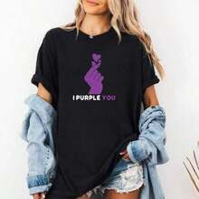 Camiseta K-Pop, Camiseta "I Purple You" - Camiseta Unisex, Camiseta Gráfica  Morada, Regalo para Fans del K-Pop, Camiseta Inspirada, Camiseta de Cuello Redondo para Mujer, 100% Algodón, Camiseta de Mujer - Negro - Ver 7