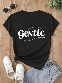 Athleisure Style Sports T-Shirt With Black And White Striped Print, Simple Casual Style With Round Neck And Short Sleeves, Soft And Comfortable, Suitable For Both Sports And Casual Wear, (Polyester) Cotton Fabric, Machine Washable A01-0323401, Moisture-Wicking Gym Casual Wear. - 黑色 - 查看 7