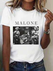1 Women's 100% High Performance Printed T-Shirt - Casual Short Sleeve Crew Neck Top, 100% Printed Design, Machine Washable And Suitable For All Seasons, Ideal For Outdoor Activities And As A Holiday Gift, Unisex And Versatile Style, Suitable For Daily Wear, 180g 100% Cotton. - 白色 - 查看 6