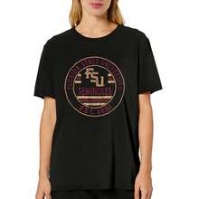 Plus Size Florida State University Seminoles EST. 1851 Distressed Logo T-Shirt Women's Fashion T-Shirt, Soft And Breathable Short Sleeve, Perfect For Daily Wear, Outdoor Activities, Travel, And Casual Style, Comfortable All-Day Fit! - màu đen - Xem 1