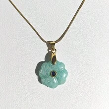 1颗20毫米花形天然石晶锆石珠吊坠紫水晶虎眼石饰品,适用于珠宝制作DIY项链手链 - 花 - 查看 16