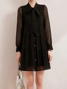 Women Midi Dresses - Black - View 4