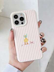 1pc TPU Material Fresh Pink Striped Surfing Duck Pattern Phone Case, Suitable For IPhone 17 Pro Max/17/16 Pro Max/15/13/12/11, S20 FE/A15/S24/A55, Note 11/Note 12/Note 13 Pro, Full-Coverage Shock-Proof Soft Protective Phone Case,International Version, Not The Domestic Version - Model4 (1PC) - View 1