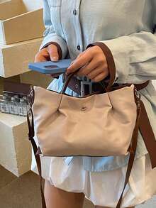 Elegant Solid Color Mini Handbag, With Adjustable Shoulder Strap, Perfect Gift Bag For Parties, Galas, Formal Events, Can Be Paired With Party Dresses, Suitable For University/College Classroom, Holidays, Outdoor, Travel, Sports Events, Lipstick, Suitable For Women, Girls, College Students - Khaki - View 3