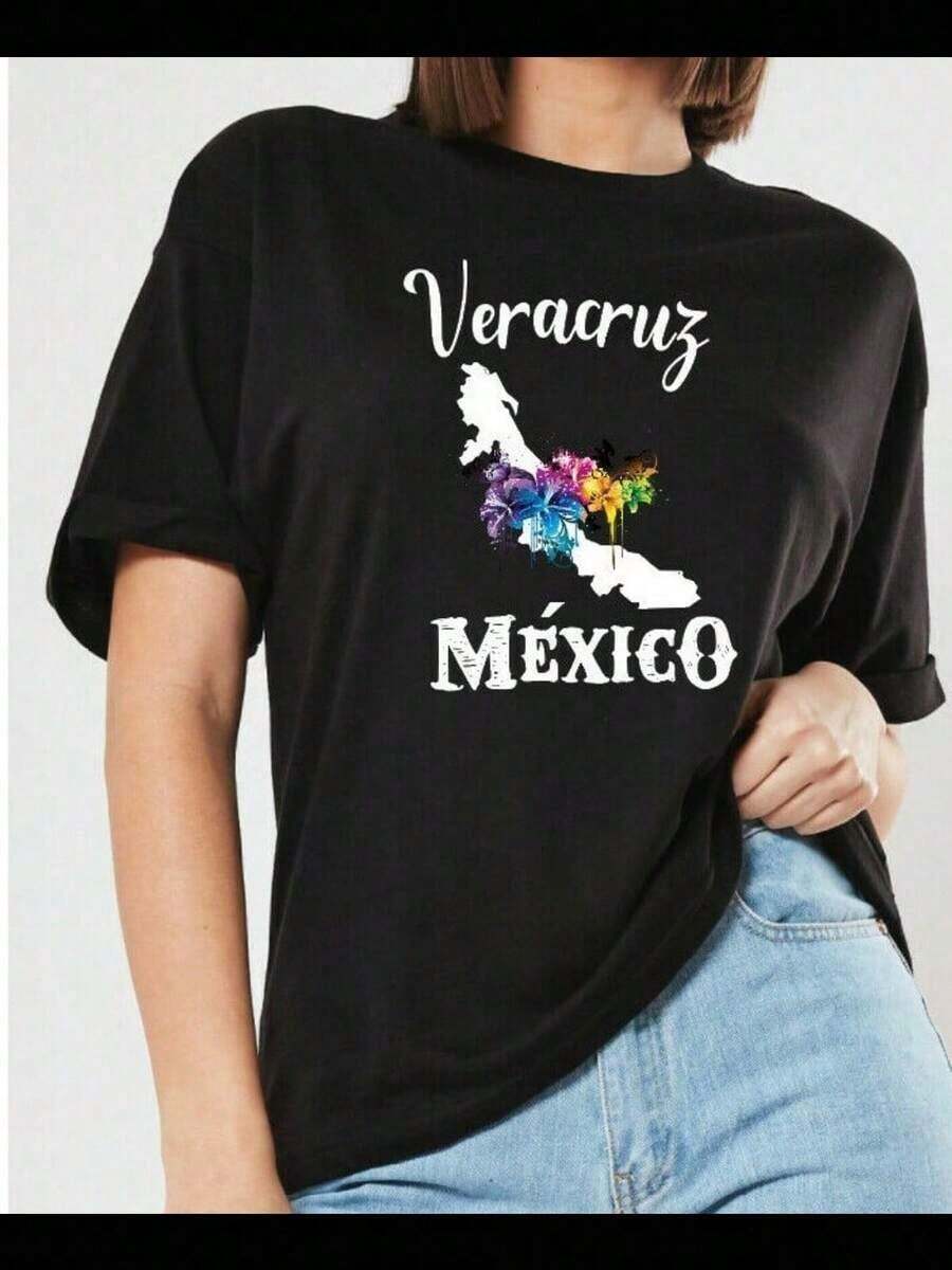 1 Piece Veracruz T-Shirt, Mexican Republic T-Shirt, MX Sleeveless T-Shirt, Latin American State T-Shirt, 2180g, 100% Cotton - 黑色 - 查看 1