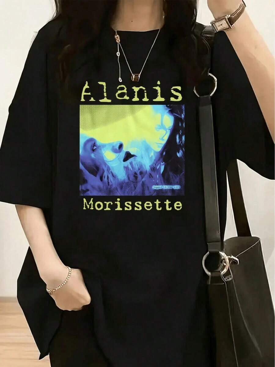 1 Piece Of Women's Fashion T-Shirt, Spring-Summer, With A White Teddy Bear Wearing Fashionable Glasses And Red And Blue Striped Pants, 180g, 100% Cotton. - 黑色 18 - 查看 1
