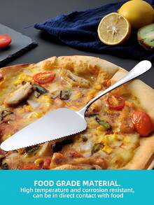 1pc Stainless Steel Cake Spatula, Suitable For Cutting Cakes, Pizzas And Cheeses. It Is A Baking Tool, Specially Designed For Cutting Thin Pizza Bases, Baking Utensils And Pizza/Cake Cutting Knives. It Is Also An Indispensable Accessory In The Baking Process. - Multicolor - View 6