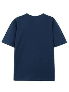 Men's Cotton T-Shirt With Vintage Style And Creative French Fries Print - Casual Round Neck, Short Sleeve For Summer - 海軍藍 - 查看 2