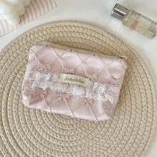 Lace Floral Coin Purse, Niche Portable Storage Pouch, Coin Key Organizer Pouch, Bow Decor Cosmetic Bag - Multicolor - View 13